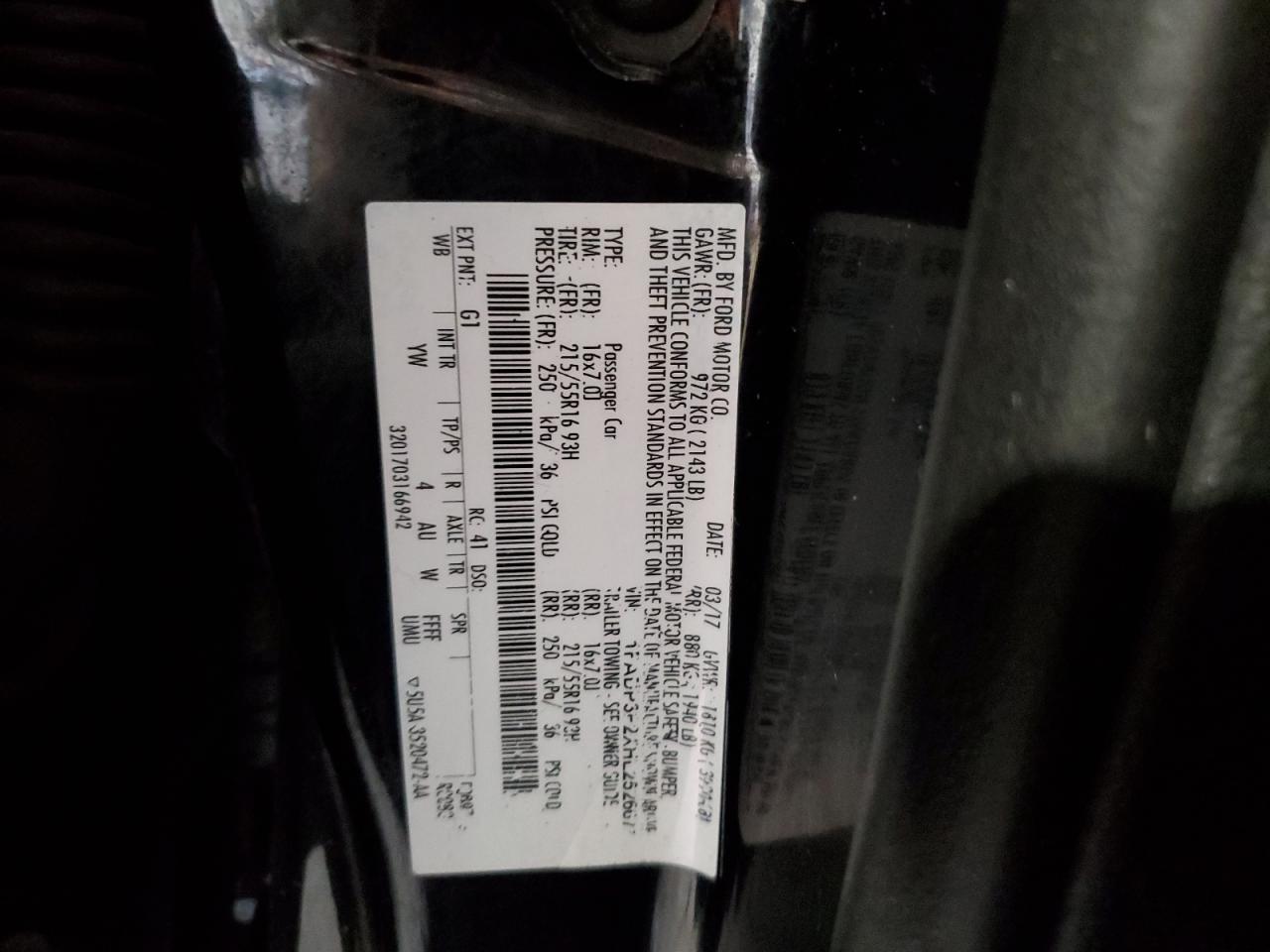 1FADP3F2XHL252667 FORD FOCUS 2017