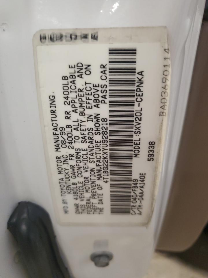 2000 Toyota Camry Ce VIN: 4T1BG22KXYU928218 Lot: 62828505