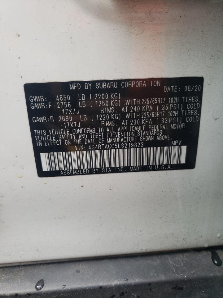 2020 Subaru Outback Premium VIN: 4S4BTACC5L3219823 Lot: 62723305