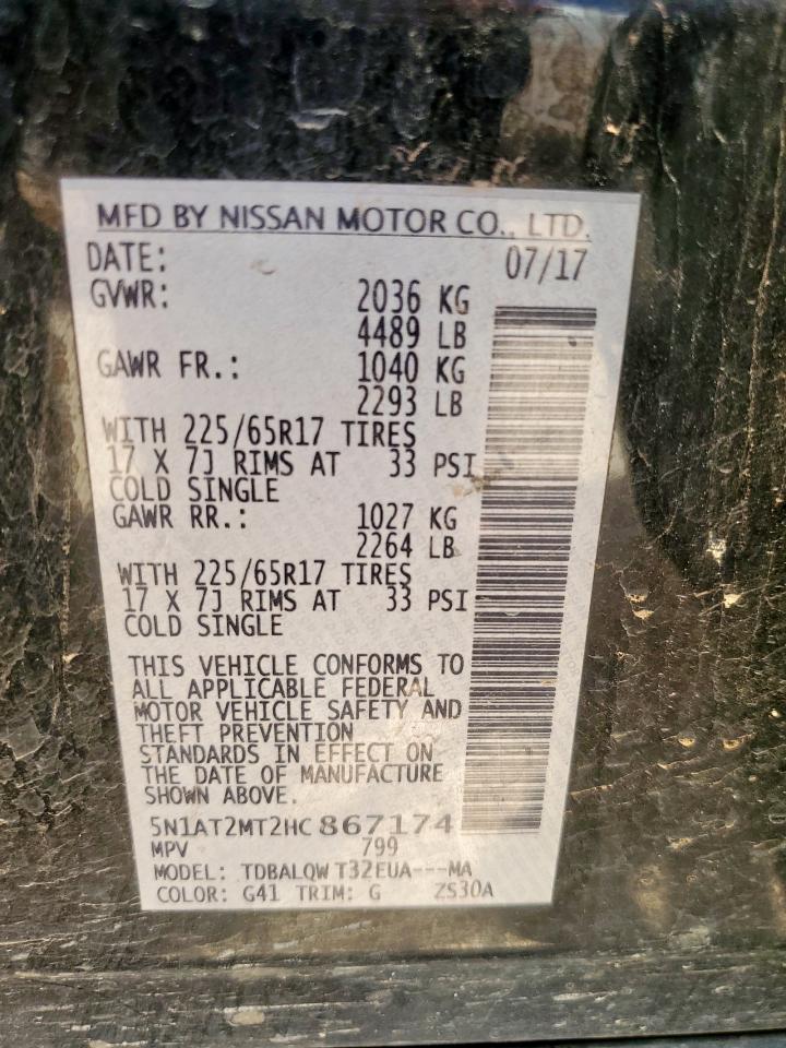 5N1AT2MT2HC867174 NISSAN ROGUE 2017