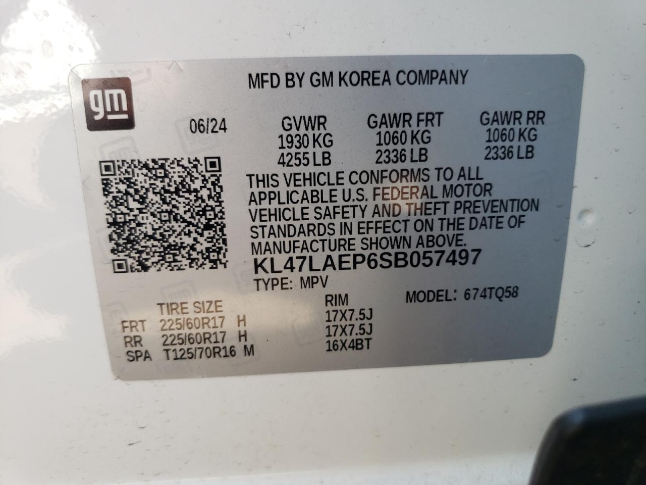 2025 Buick Envista Preferred VIN: KL47LAEP6SB057497 Lot: 59747735