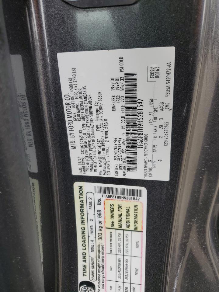 2017 Ford Mustang VIN: 1FA6P8TH9H5281547 Lot: 59207665