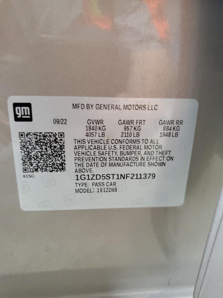 1G1ZD5ST1NF211379 CHEVROLET MALIBU 2022