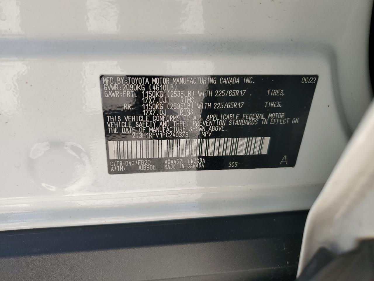 2T3H1RFV1PC240379 TOYOTA RAV4 2023