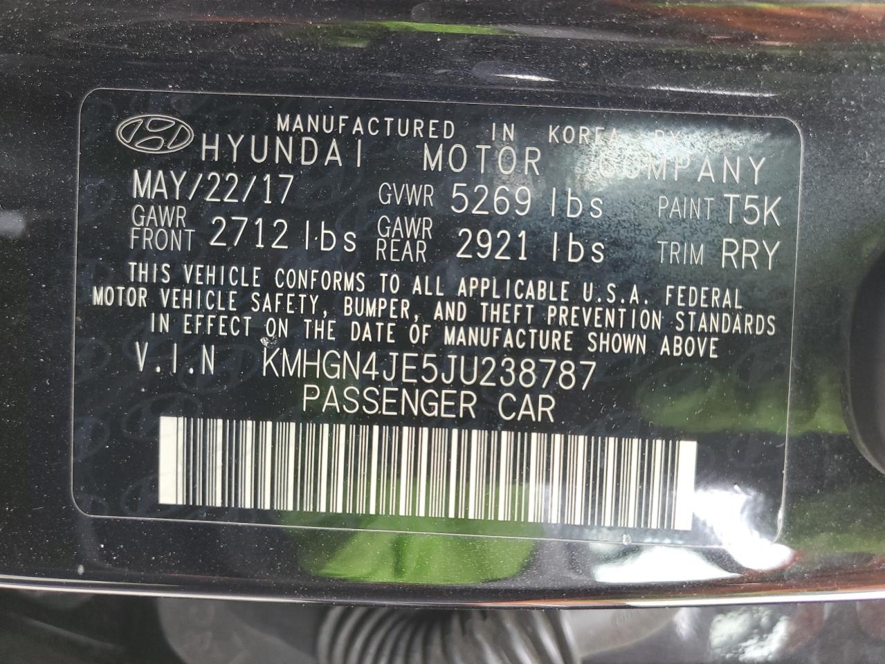 2018 Genesis G80 Base VIN: KMHGN4JE5JU238787 Lot: 62377095