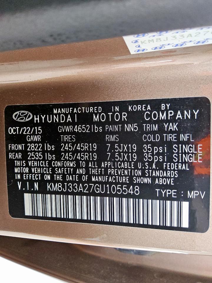 km8j33a27gu105548 KM8J33A27GU105548 2016 Hyundai Tucson Limited