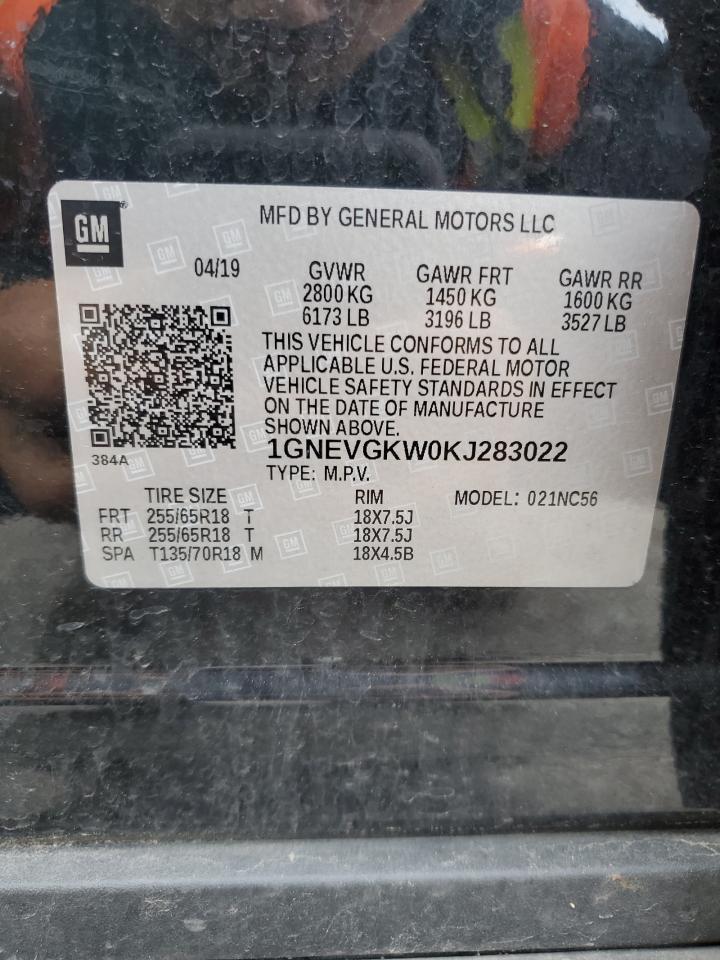 1GNEVGKW0KJ283022 CHEVROLET TRAVERSE 2019