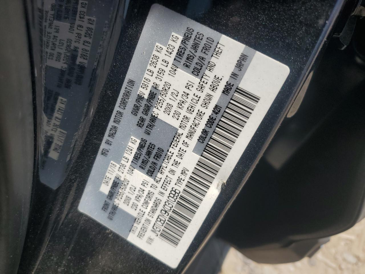 2019 Mazda Cx-9 Grand Touring VIN: JM3TCBDY9K0310996 Lot: 62237445