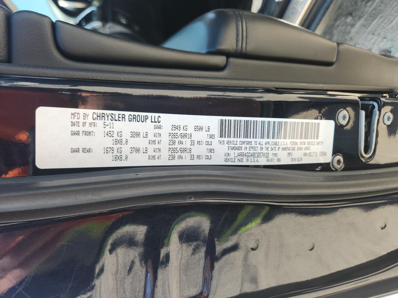 2011 Jeep Grand Cherokee Laredo VIN: 1J4RR4GG4BC657032 Lot: 62848405