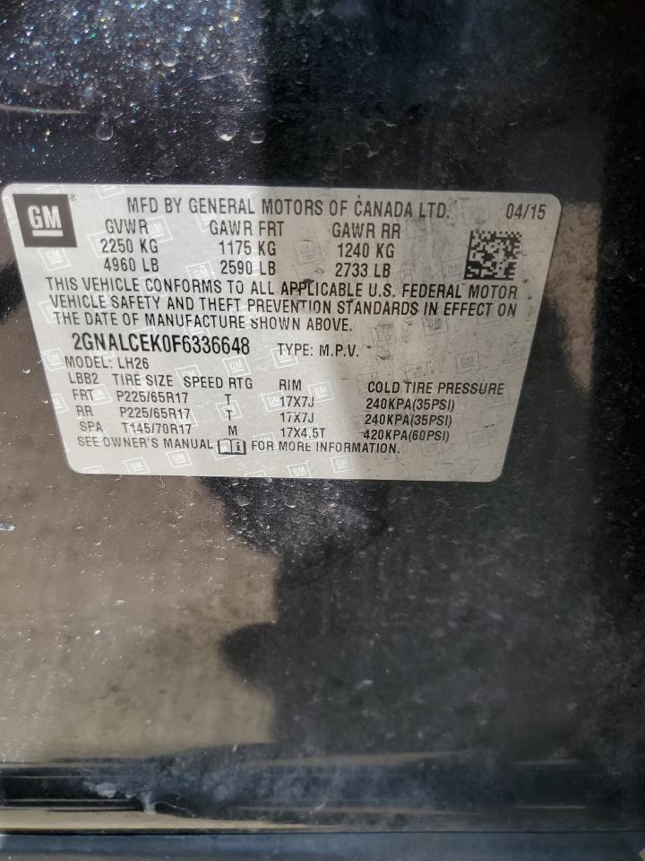 2015 Chevrolet Equinox Lt VIN: 2GNALCEK0F6336648 Lot: 61477025