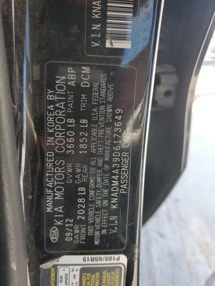 2013 Kia Rio Lx VIN: KNADM4A39D6173649 Lot: 59668465