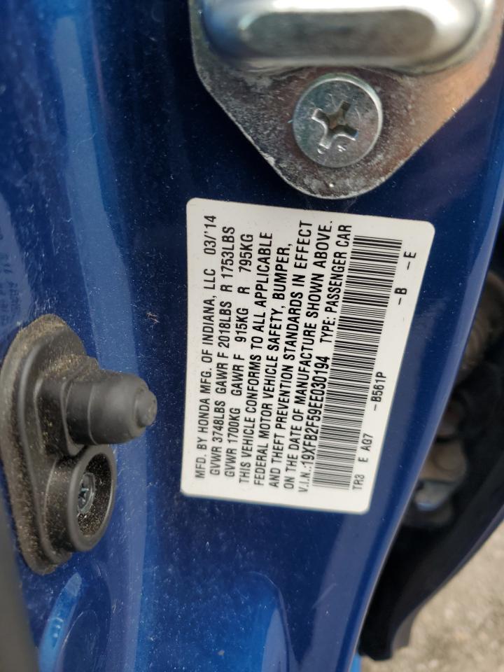HONDA CIVIC 2014 VIN 19XFB2F59EE030194 фото 12