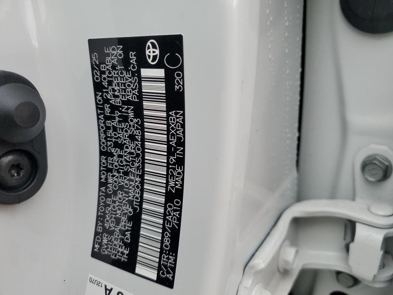 JTDBCMFE3SJ044873 TOYOTA COROLLA 2025