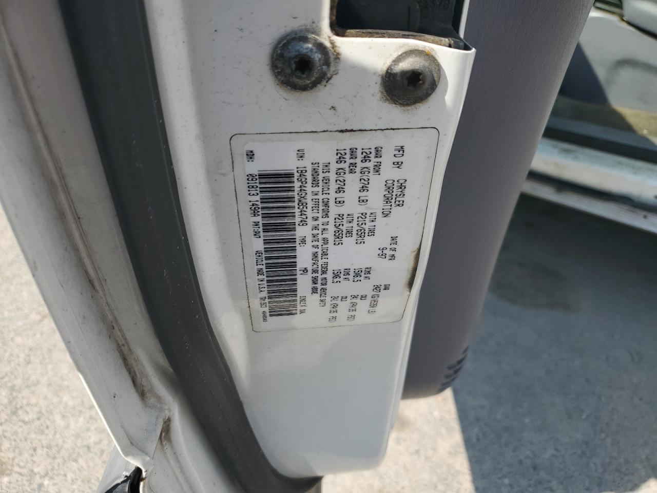 1998 Dodge Grand Caravan Se VIN: 1B4GP44GXWB544749 Lot: 60093705