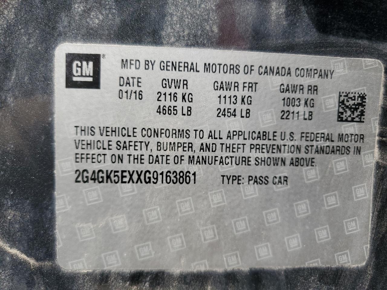 2016 Buick Regal VIN: 2G4GK5EXXG9163861 Lot: 59377745