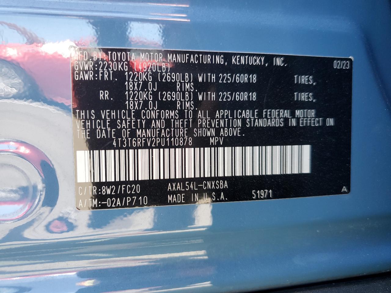 TOYOTA RAV4 2023 VIN 4T3T6RFV2PU110878 zdjęcie 13