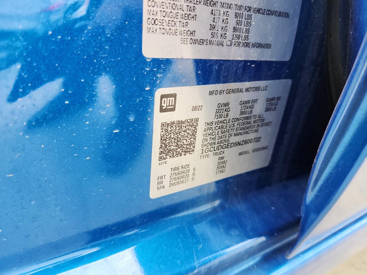 1GCUDGED5NZ600722 CHEVROLET ALL Models 2022
