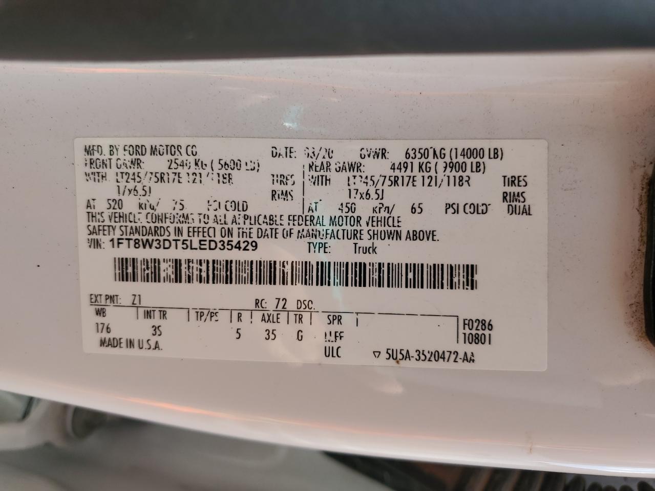 1FT8W3DT5LED35429 FORD F350 2020
