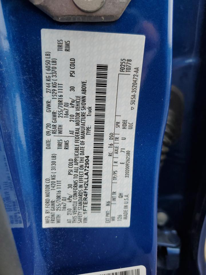2020 Ford Ranger Xl VIN: 1FTER4FH2LLA72904 Lot: 61062265