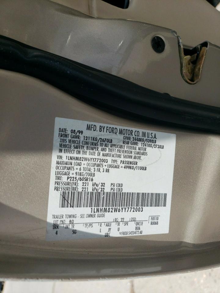 2000 Lincoln Town Car Signature VIN: 1LNHM82W6YY772003 Lot: 61657215