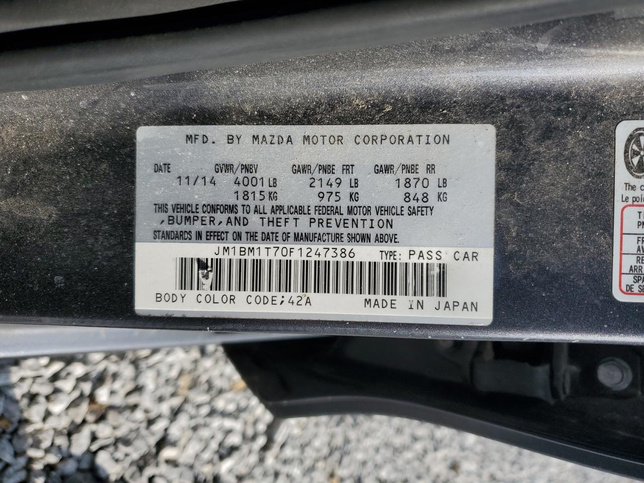 2015 Mazda 3 Sv VIN: JM1BM1T70F1247386 Lot: 59387735