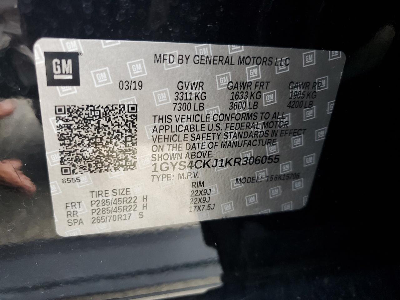 2019 Cadillac Escalade Premium Luxury VIN: 1GYS4CKJ1KR306055 Lot: 60855715