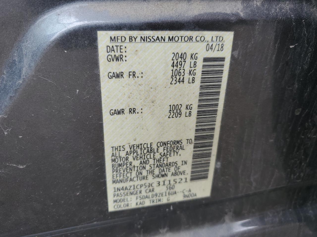 2018 Nissan Leaf S VIN: 1N4AZ1CP5JC311521 Lot: 61966825