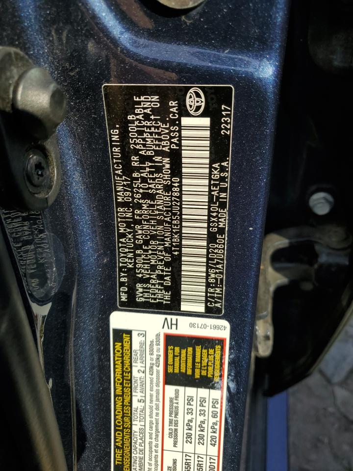 2018 Toyota Avalon Xle VIN: 4T1BK1EB5JU278840 Lot: 59763715