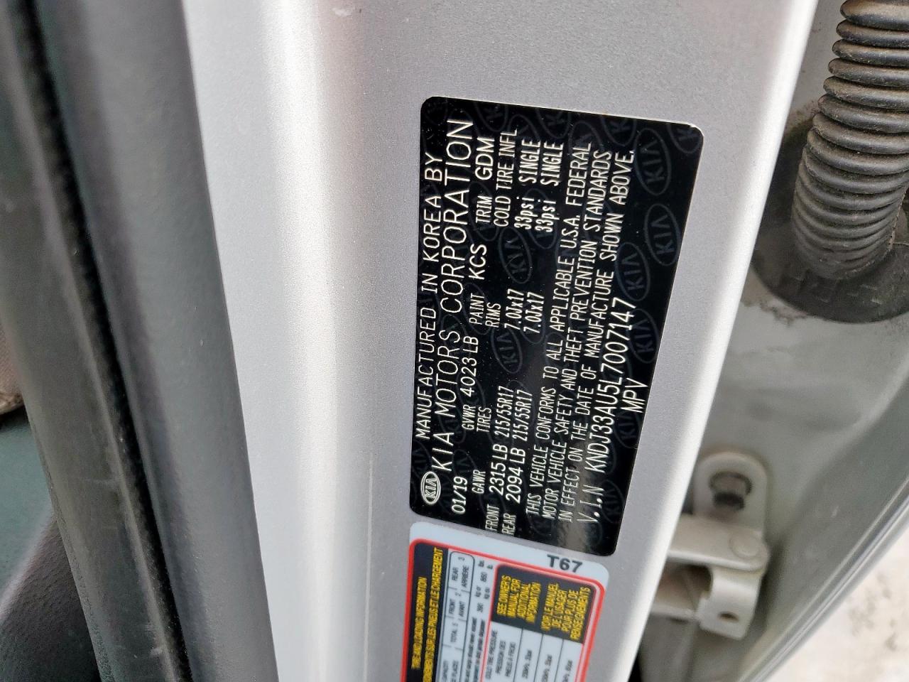 2020 Kia Soul Ex VIN: KNDJ33AU5L7007147 Lot: 59927685