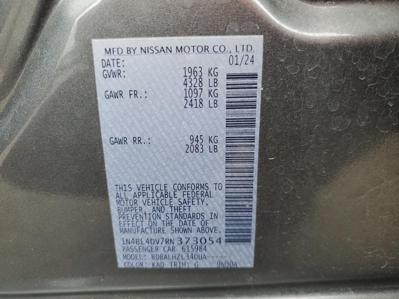 1N4BL4DV7RN373054 NISSAN ALTIMA 2024