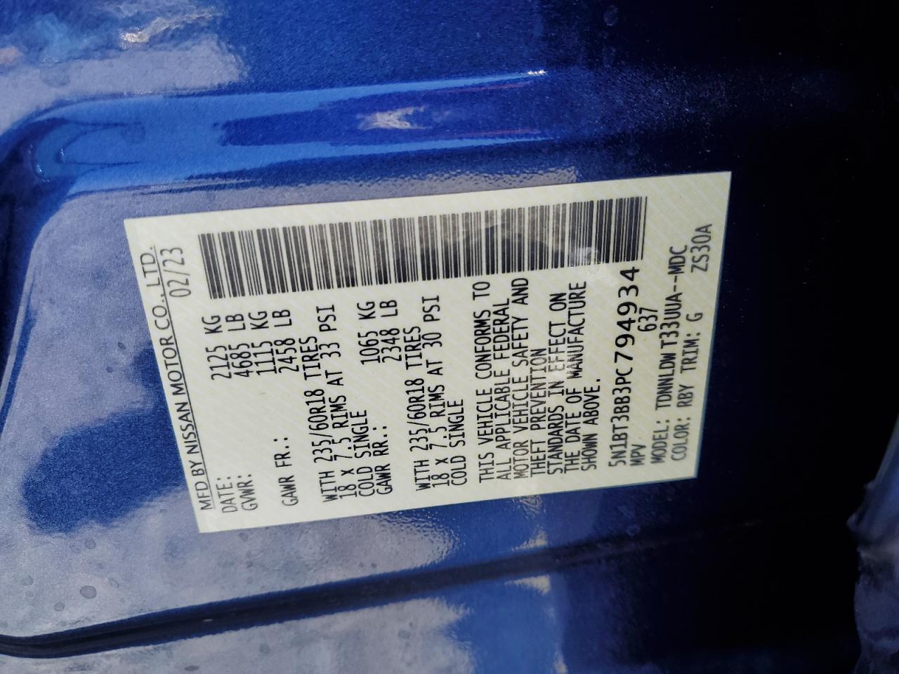 5n1bt3bb3pc794934 5N1BT3BB3PC794934 2023 Nissan Rogue Sv