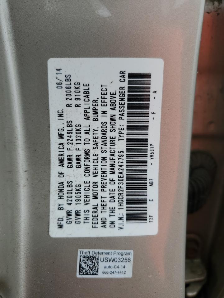 HONDA ACCORD 2014 VIN 1HGCR2F30EA247795 фото 12