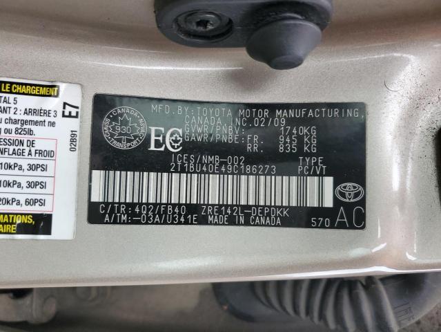 2009 TOYOTA COROLLA BASE  