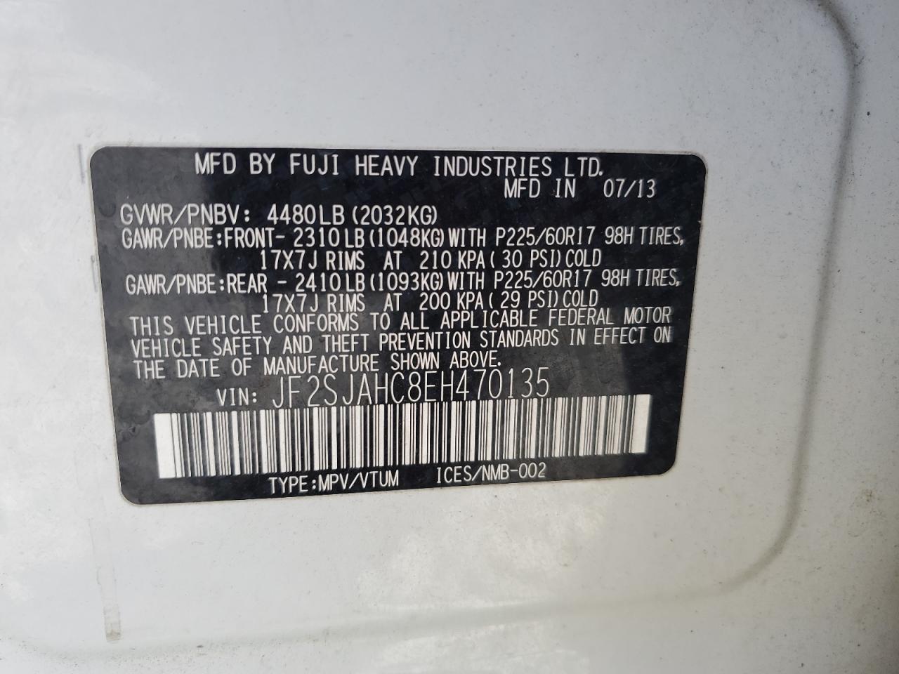2014 Subaru Forester 2.5I Limited VIN: JF2SJAHC8EH470135 Lot: 61974705
