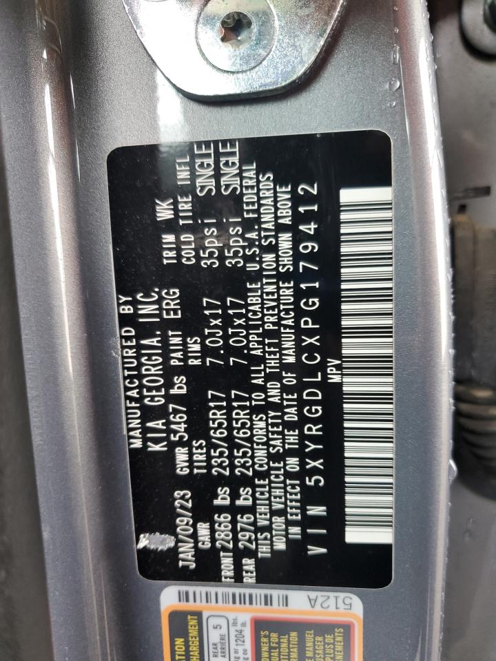 2023 Kia Sorento Lx VIN: 5XYRGDLCXPG179412 Lot: 61254105