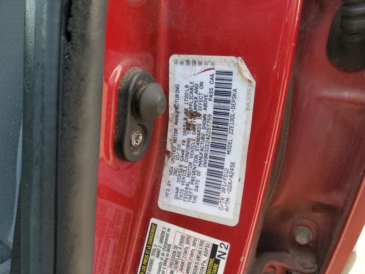 2004 Toyota Corolla Ce VIN: 1NXBR32E24Z257759 Lot: 62961115