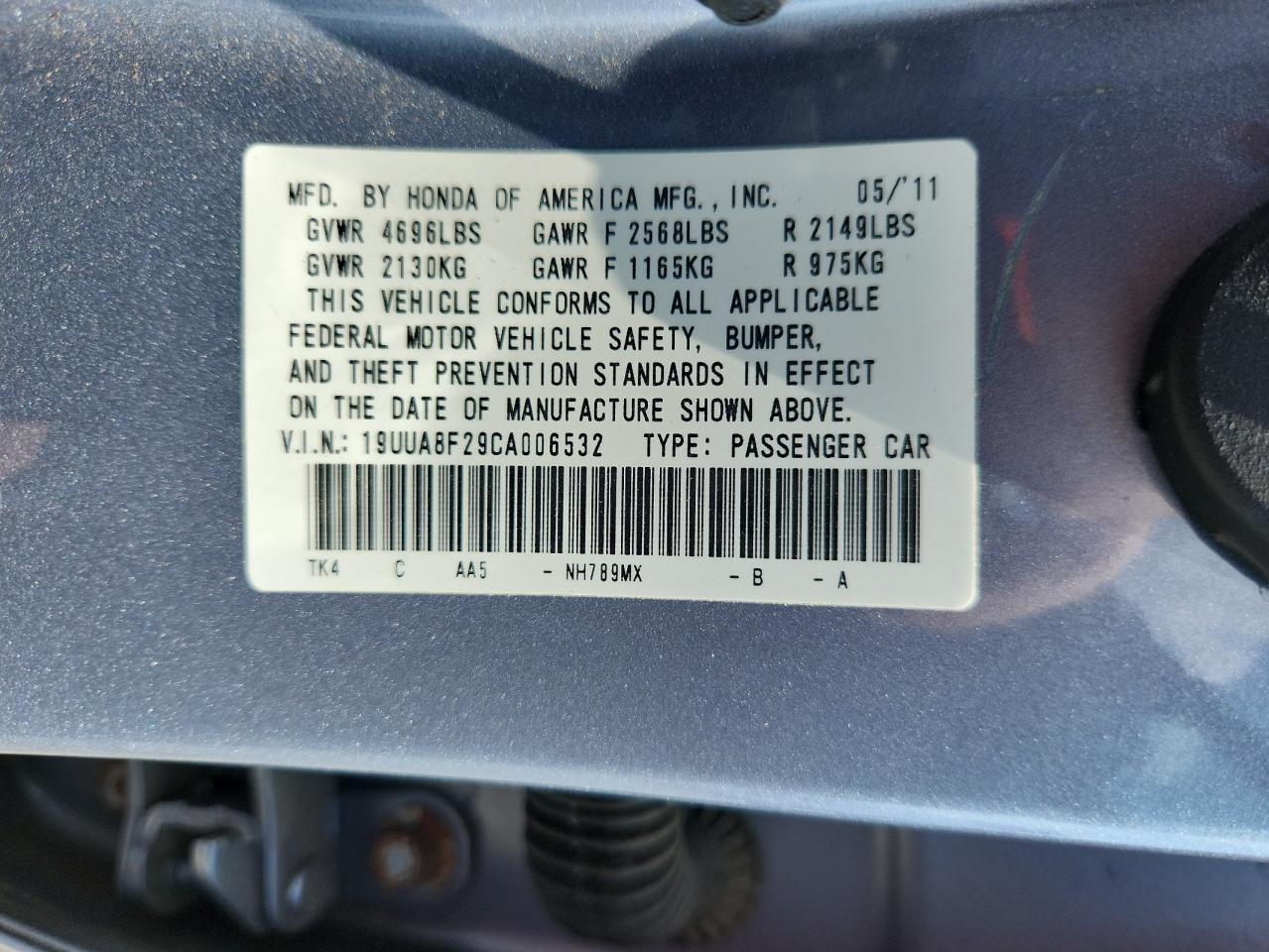 2012 Acura Tl VIN: 19UUA8F29CA006532 Lot: 61398915