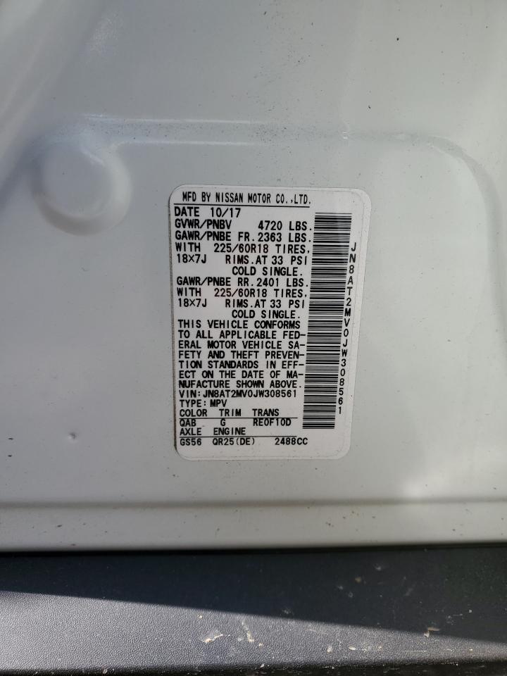 2018 Nissan Rogue S VIN: JN8AT2MV0JW308561 Lot: 62347215