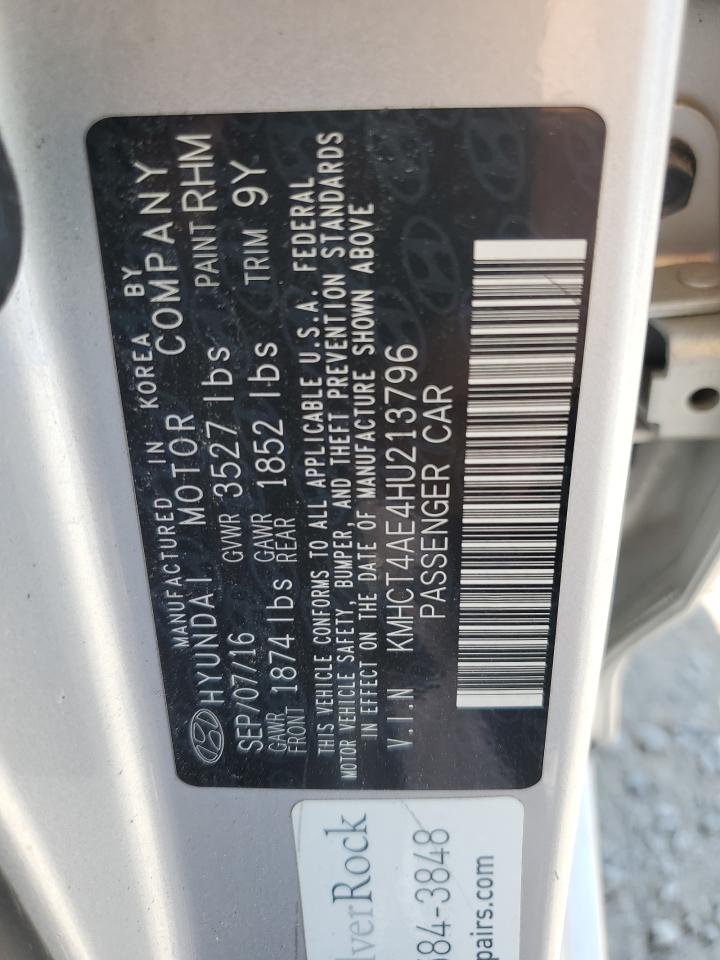 2017 Hyundai Accent Se VIN: KMHCT4AE4HU213796 Lot: 61284035