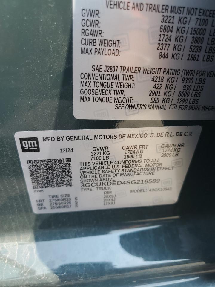 3GCUKDED4SG216589 CHEVROLET ALL Models 2025
