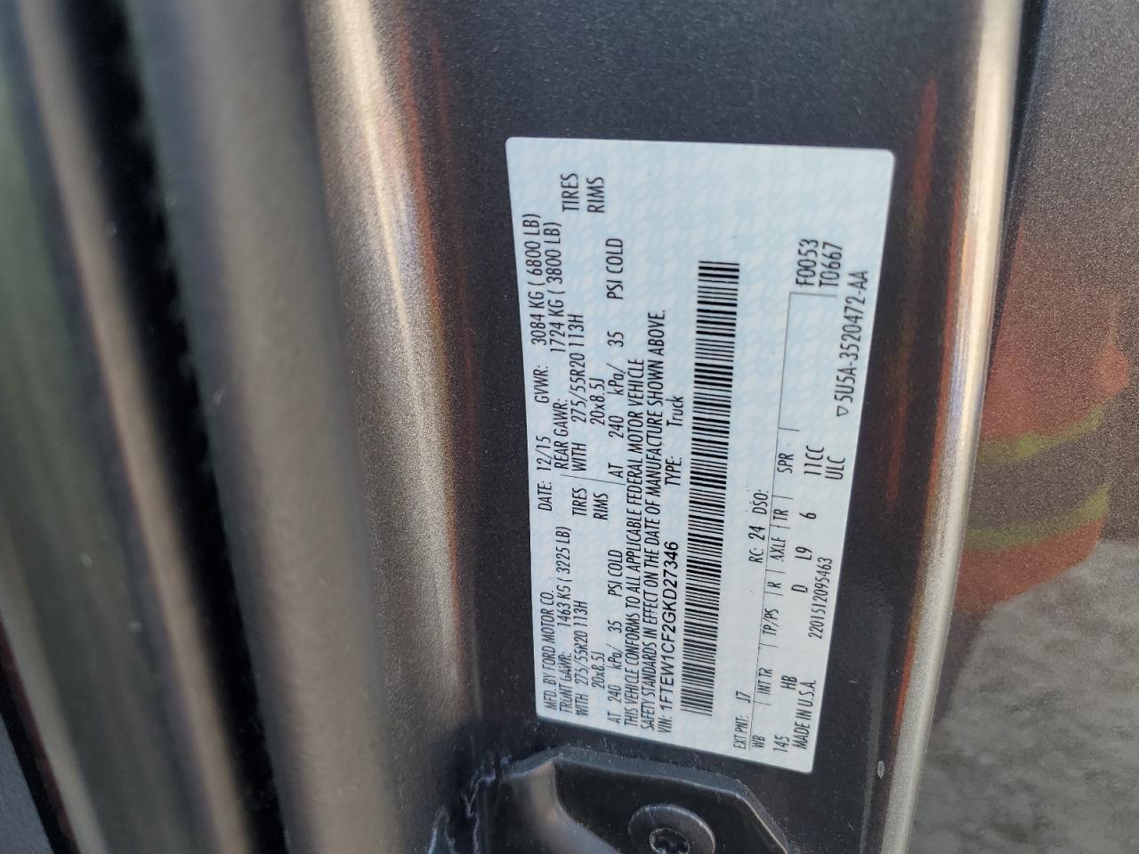 1FTEW1CF2GKD27346 FORD F-150 2016
