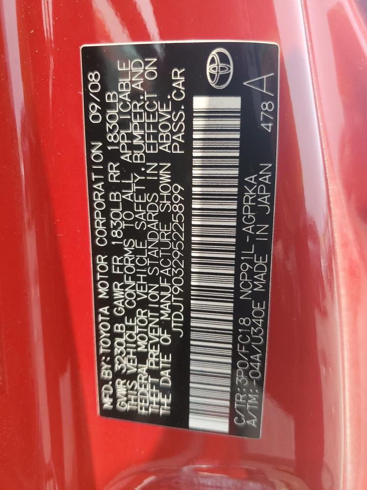2009 Toyota Yaris VIN: JTDJT903295225899 Lot: 59568715