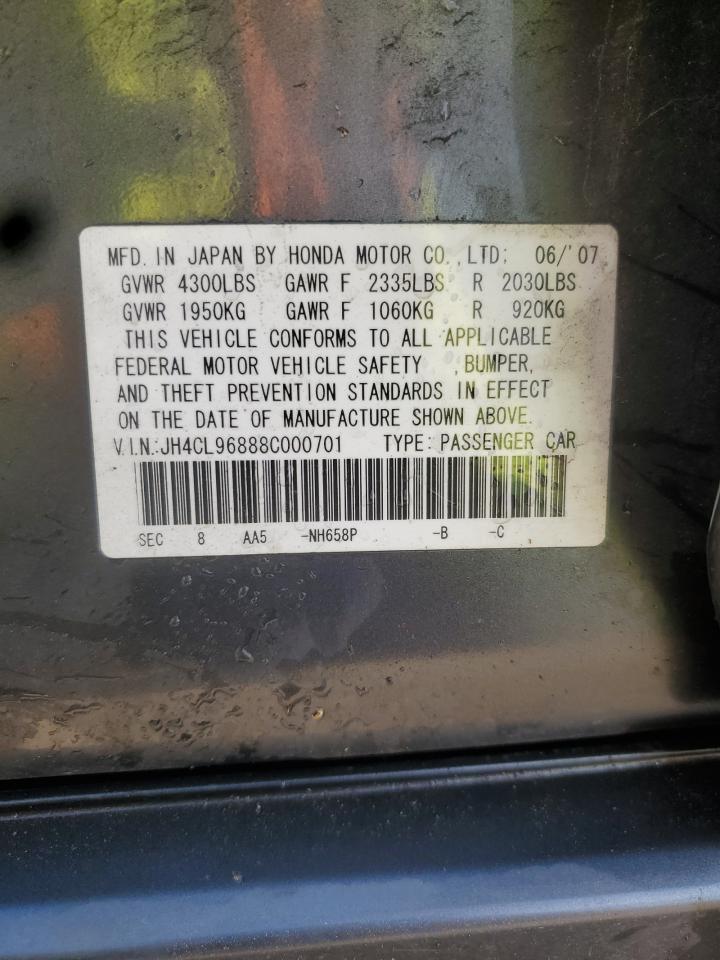 2008 Acura Tsx VIN: JH4CL96888C000701 Lot: 62878435