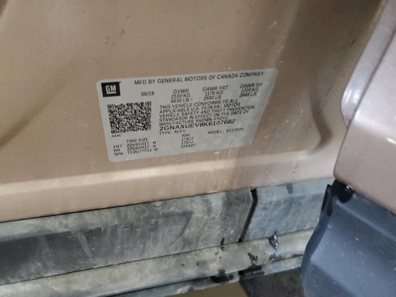 2GNAXUEV8K6107682 CHEVROLET EQUINOX 2019