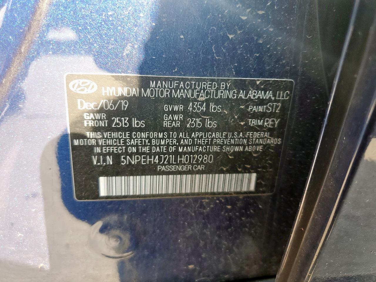 5NPEH4J21LH012980 2020 Hyundai Sonata Limited