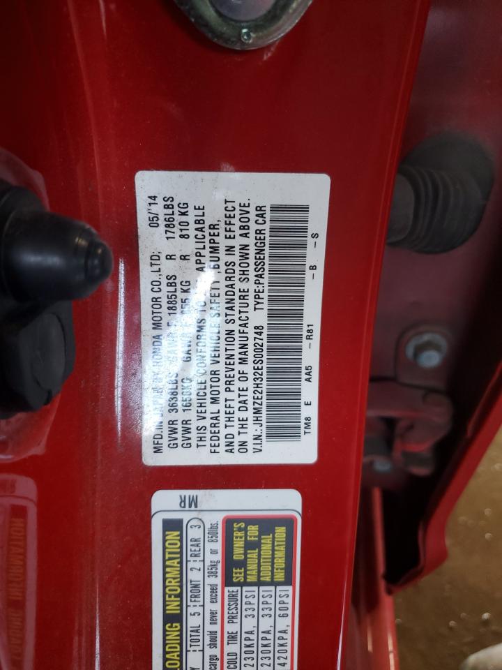 2014 Honda Insight VIN: JHMZE2H32ES002748 Lot: 62126845