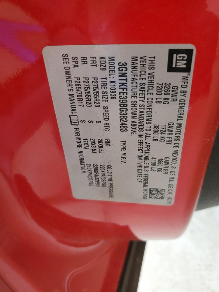 2011 Chevrolet Avalanche Lt VIN: 3GNTKFE39BG382483 Lot: 62929915