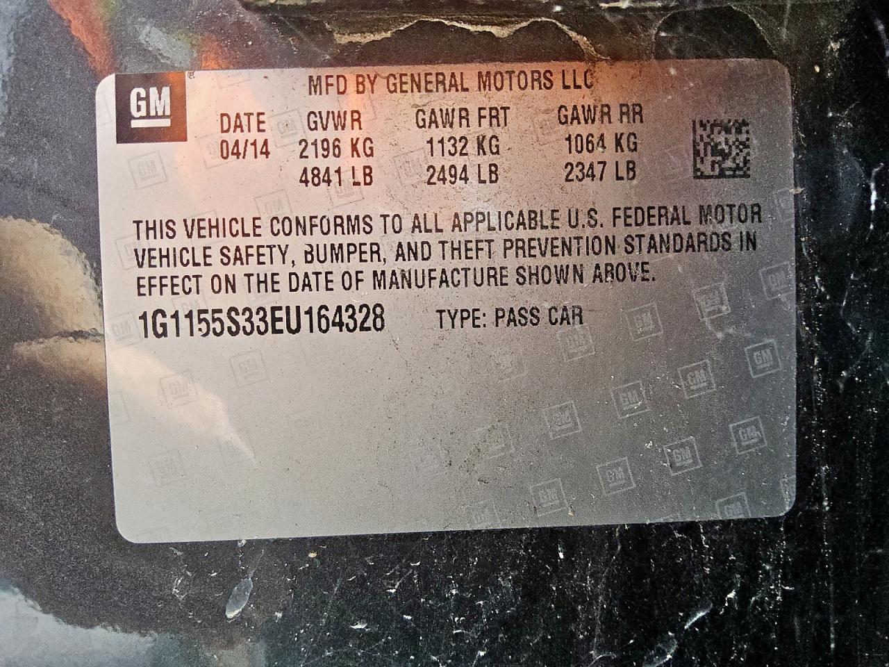 2014 Chevrolet Impala Ltz VIN: 1G1155S33EU164328 Lot: 61476775