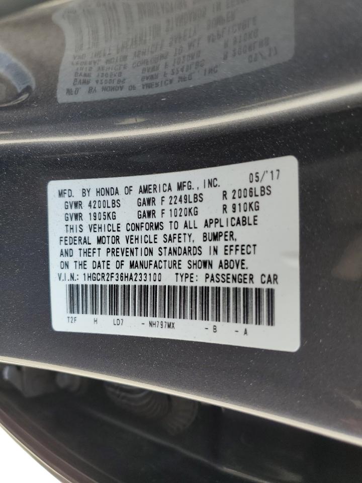 1HGCR2F36HA233100 HONDA ACCORD 2017