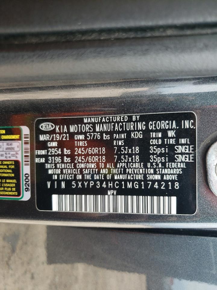 2021 Kia Telluride Ex VIN: 5XYP34HC1MG174218 Lot: 59498635